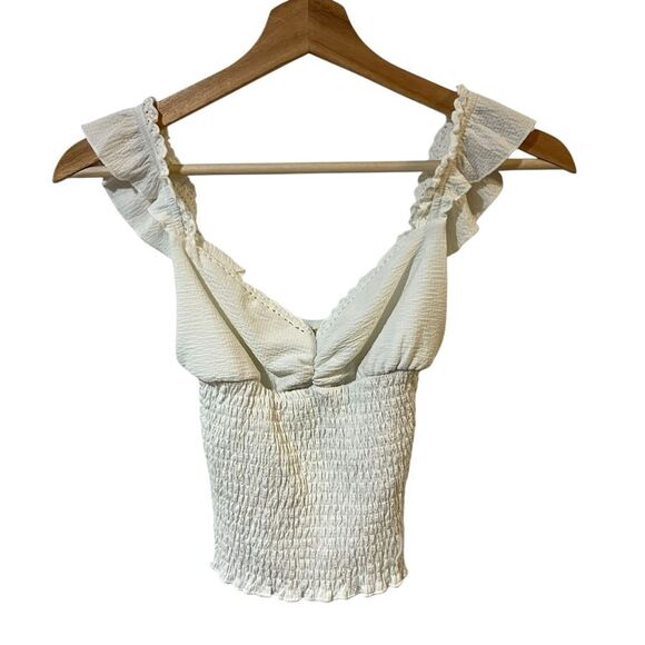 Urban Outfitters Sydney Smocked Tank Top SML White Peasant Milkmaid Cottagecore - Picture 1 of 6